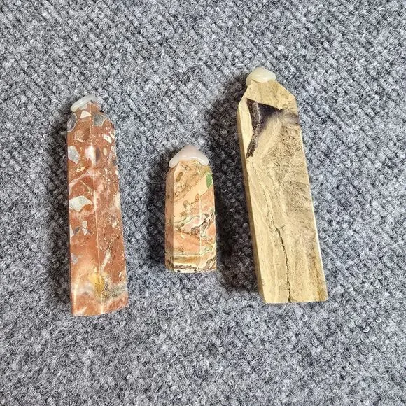 Lot of 3 Different Jasper Stone Column Tower Pillars - USA - Picture 1 of 5